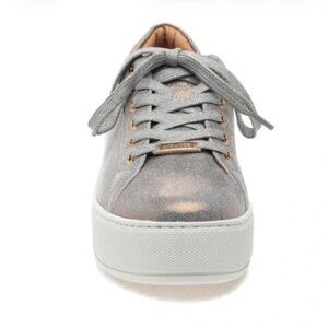 J Slides Bronze Metallic Leather Sneaker 2" Platform Women's Size 8 Maya